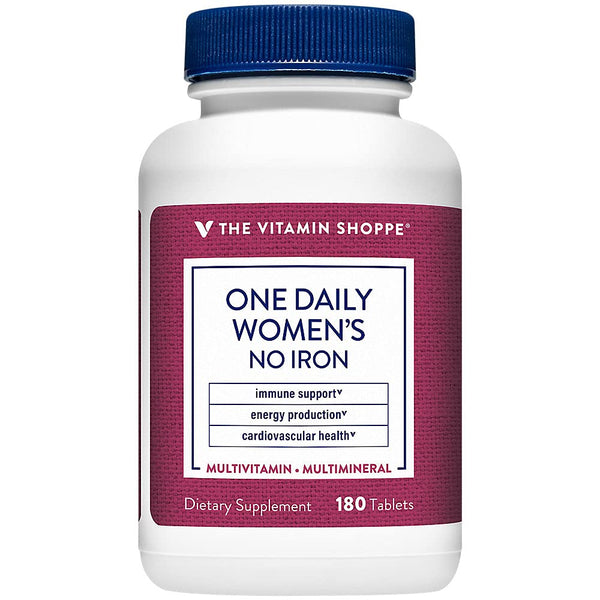 The Vitamin Shoppe Once Daily Women's Multivitamin with No Iron | 2,000IU Vitamin D3, Multi-Mineral Supplement | Supports Energy Production, Cardiovascular, Immune Health (180 Tablets)