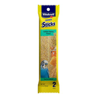 Thumbnail for Vitakraft Crunch Sticks Parakeet Treats Golden Honey Flavor – Triple-Baked Snack with Vitamins A D3 E Riboflavin and B12 – Natural Wood Chew Center and Cage Clip Holder – Engaging 2 Stick Pack