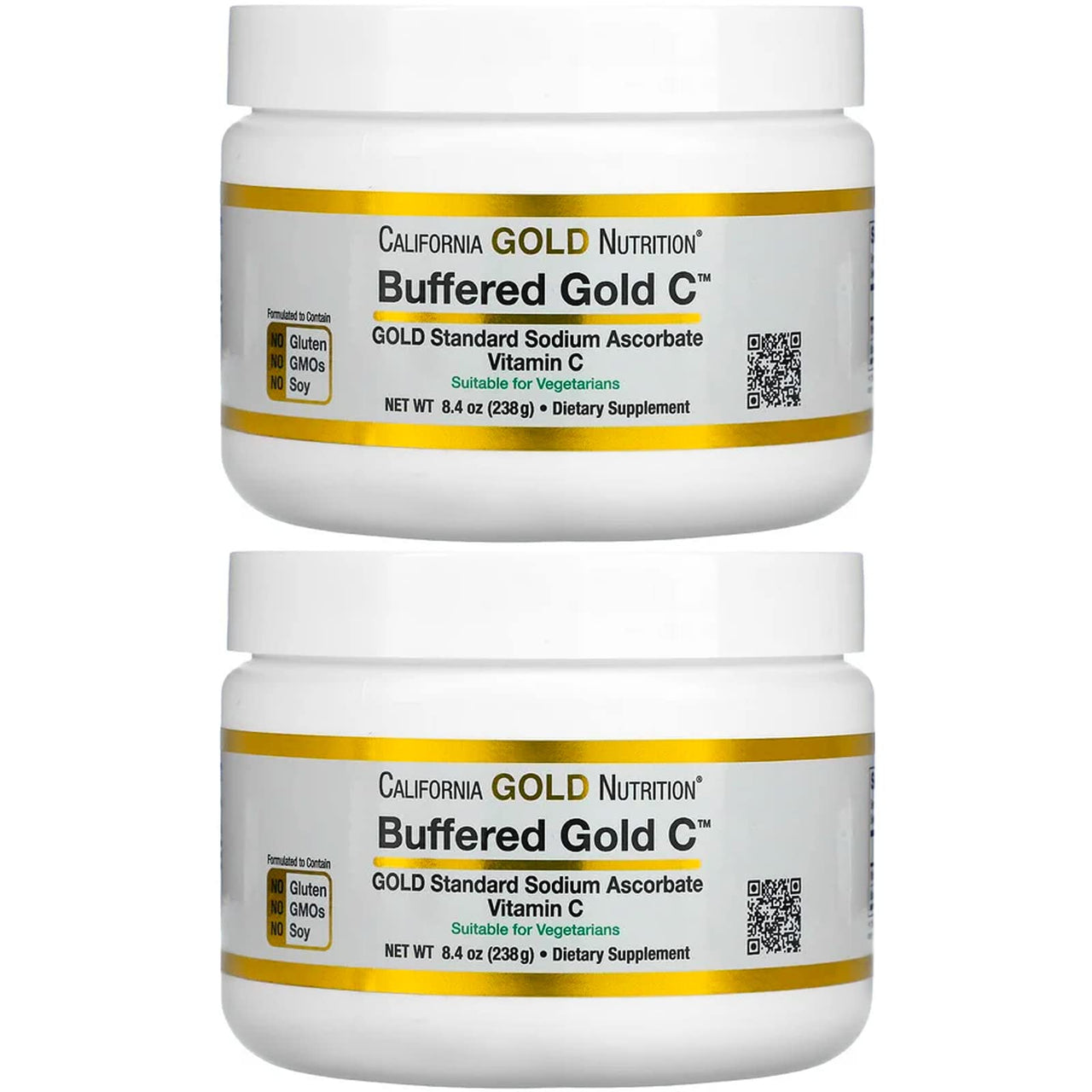 California Gold Nutrition Buffered Vitamin C Powder, Non-Acidic, Gold C, USP Grade Sodium Ascorbate, Suitable for Vegans and Vegetarians, 8.40 oz (238 g), 2 Pack