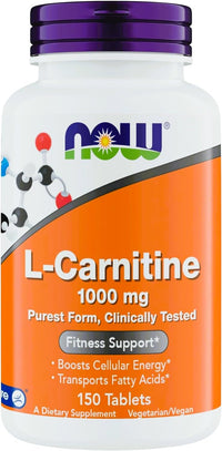 Thumbnail for Now Supplements L-Carnitine 1000mg - 150 Tablets Value Size, Supports Lean Muscle Growth, Carnipure, Non-GMO, Kosher, Ideal for Vegans, Athletes, and Energy Support