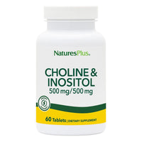 Thumbnail for NaturesPlus Choline & Inositol - 500 mg, 60 Vegetarian Tablets - Nervous System Support & Healthy Liver Function - Gluten-Free - 60 Servings