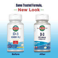 Thumbnail for KAL Vitamin D3 1000 IU Softgels (25 mcg), Active Form of Vitamin D, Calcium Absorption, Bone Health, Immune Support Supplement, Liquid Filled ActivGel, Made Without Soy, 100 Servings, 100 Softgels