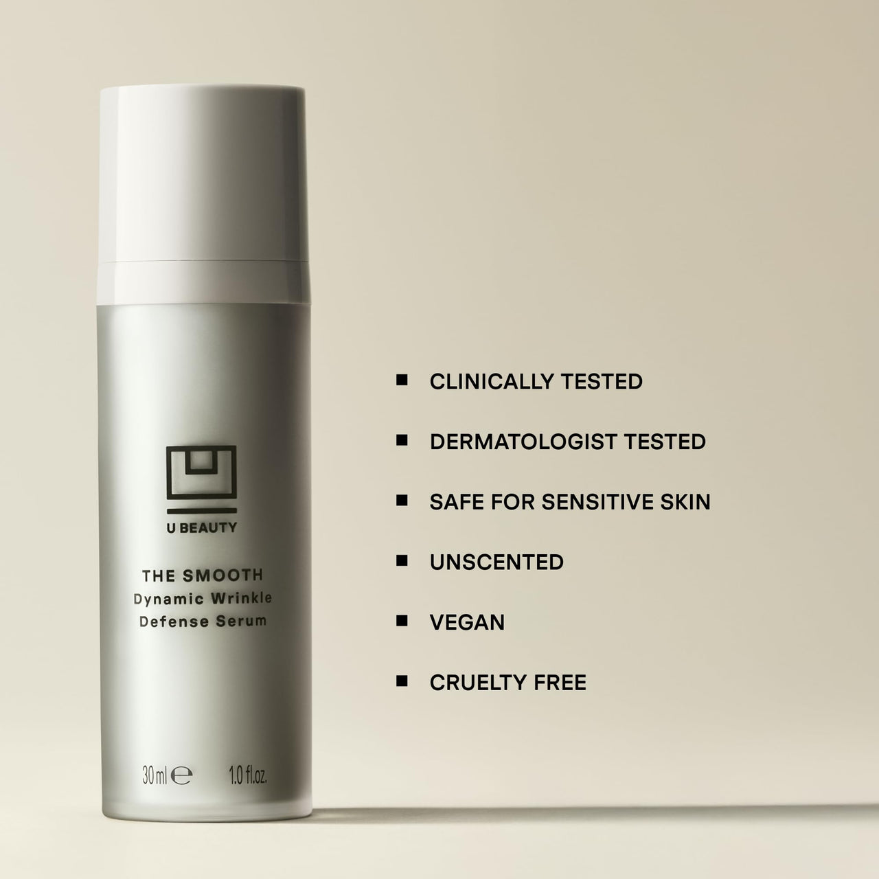 U Beauty The SMOOTH Dynamic Wrinkle Defense Serum - Multi-Peptide Complex, Copper Peptides, Retinol, Centella Exosomes, Vegan Silk Protein for Visible Wrinkle Reduction, Firming & Hydration 5ml