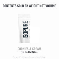 Thumbnail for Isopure Zero Carb 100% Pure Whey Isolate Protein Powder, Gluten Free, With Vitamins, Cookies & Cream, 25g Protein Per Serving, 1 Lb, 15 Servings (Packaging May Vary)