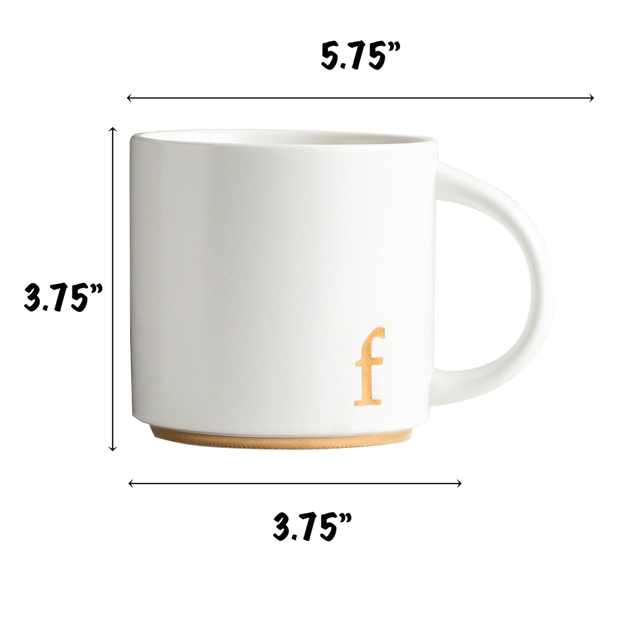 COLLECTIVE HOME - Monogram Ceramic Mugs, 15 oz Golden Initial Coffee Cups, Elegant Alphabet Tea Mugs, Elegant Personalized Mug with Gift Box, Luxurious Cups for Office and Home (f)