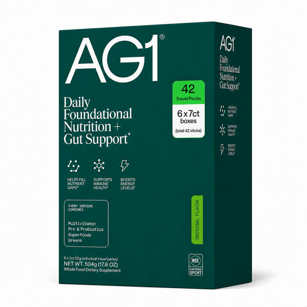 AG1 Greens Powder On-the-Go Packs – Bulk Supply (42 Sticks Total) | Daily Multivitamin, Probiotic & CoQ10