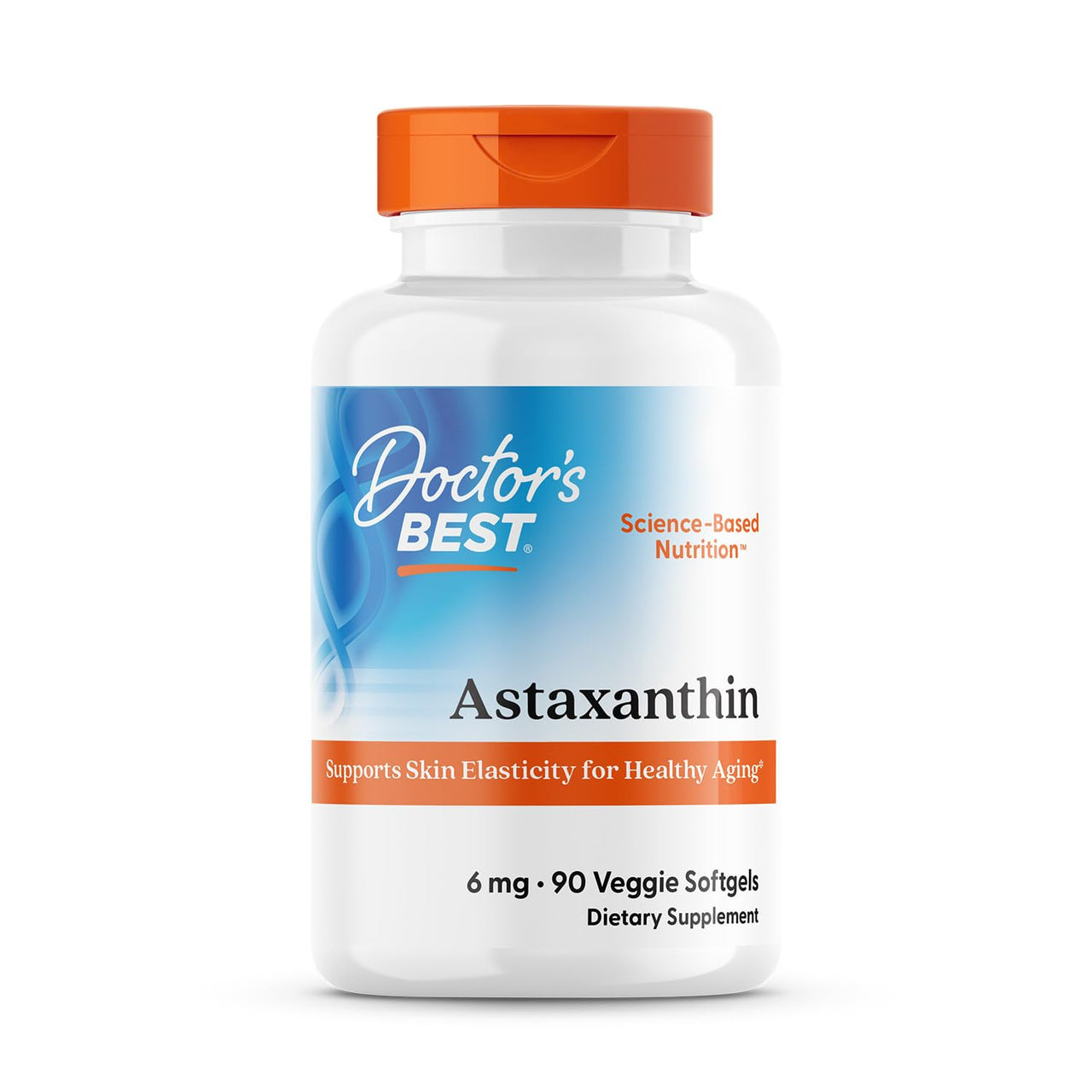 Doctor's Best Astaxanthin Vegan Supplement 6 mg - Skin Elasticity & Antioxidant Support for Men & Women, Extract from Haematococcus Pluvialis Microalgae, Non GMO, Gluten Free - 90 Veggie Softgels