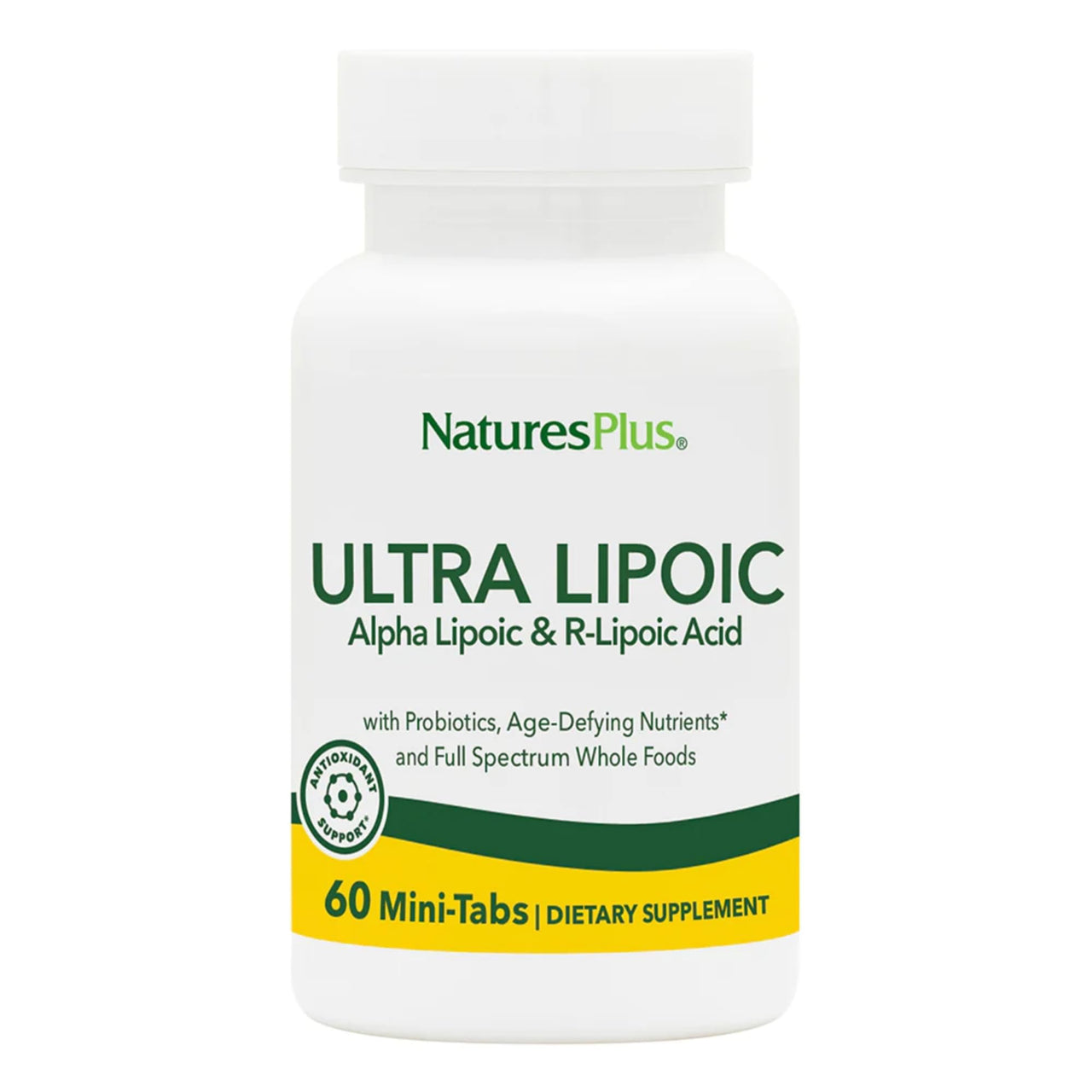 NaturesPlus Ultra Lipoic - 60 Bi-Layered Mini-Tabs - Supports Free Radical Defenses with Probiotics, Nutrients & Whole Food Concentrates - Gluten Free - 30 Servings