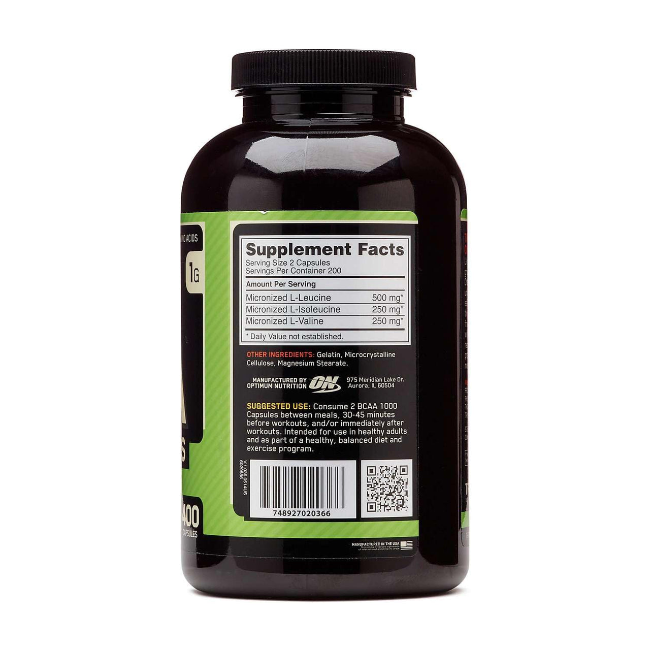 Optimum Nutrition Mega-Size BCAA 1000 Caps - 400 Capsules (200 Servings)
