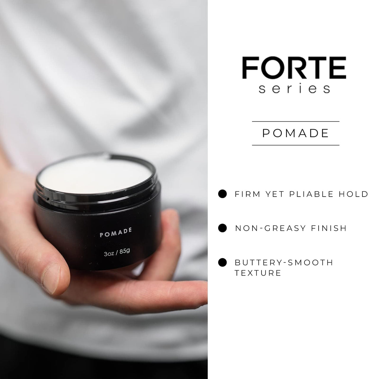 Forte Series Hair Pomade for Men, Medium Flexible Hold, Low Shine, 3 oz, Water Based for Slicked Back Hairstyles, Thick, Non-Greasy, by Alex Costa