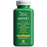 Thumbnail for Health Logics Move! Healthy Joints with BioCell Collagen, Glucosamine, MSM, Vitamin C, Turmeric Extract 95% Curcuminoids, Boswellia Serrata | Support Joint Comfort | Non-GMO | 90 Capsules