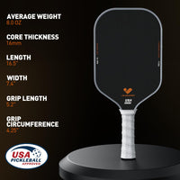 Thumbnail for JOJOLEMON Pickleball Paddles, Raw Carbon Fiber Rackets with 16mm Polymer Honeycomb Core, Hybrid Racquet Designed for Ultimate Spin & Consistency - USAPA Approved