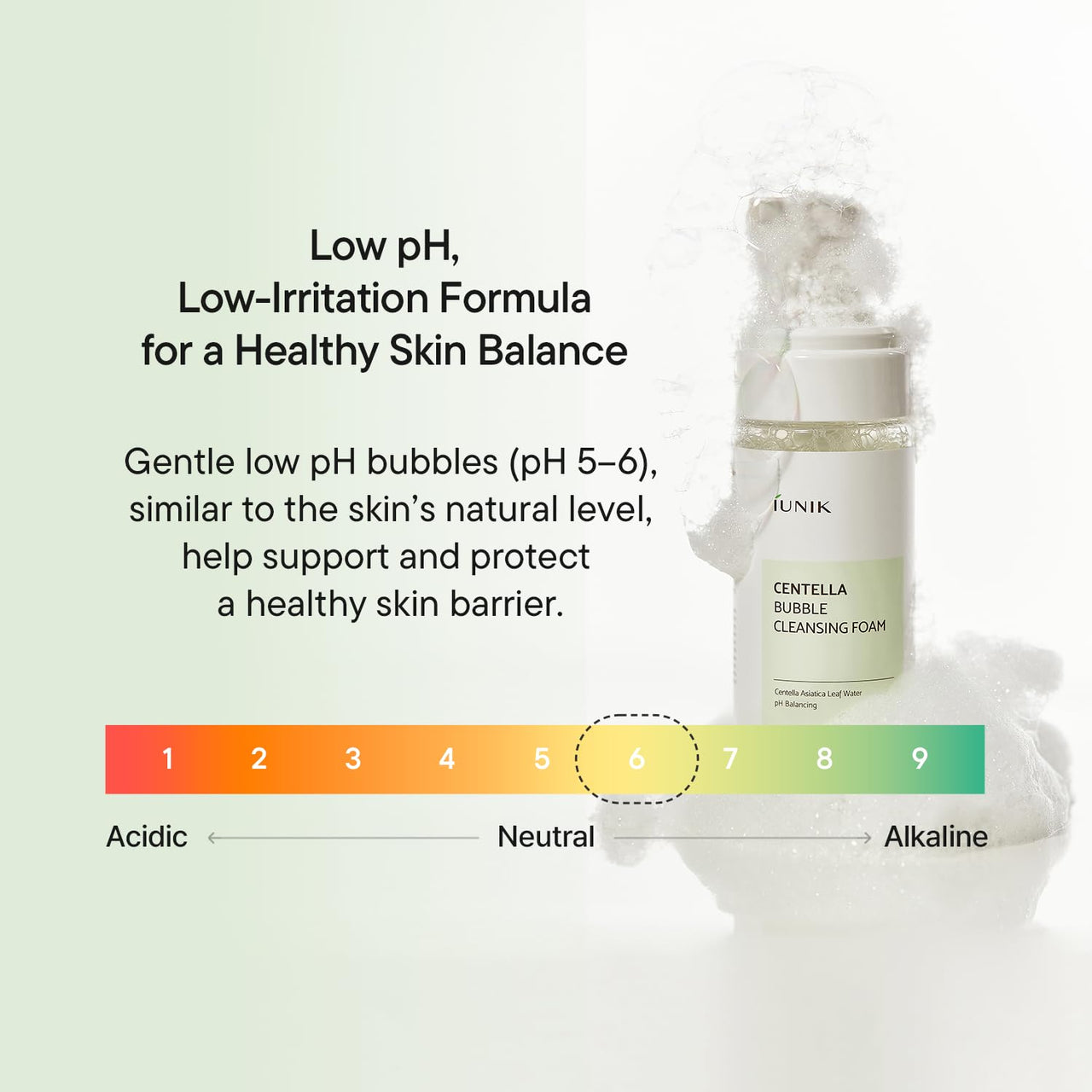 IUNIK Centella Bubble Foaming Vegan Facial Cleanser - 69% Centella Asiatica Extract, Soothing, Moisturizing, Exfoliating, Removes Pore Blackheads, Whiteheads, 5.07 Fl Oz
