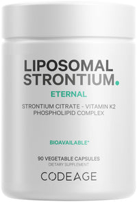 Thumbnail for Codeage Liposomal Strontium Supplement - Strontium Citrate, Vitamin K2 MK-7, Liposomal Delivery, Non-GMO, Gluten-Free - 90 Capsules