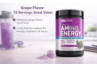 Thumbnail for Optimum Nutrition Amino Energy Powder Plus Focus, with BCAA, Electrolytes, and Caffeine, Grape, 1.42 LB,72 Servings (Packaging May Vary)