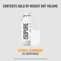 Thumbnail for Isopure Clear Whey Isolate Protein Powder, Lactose Free, Gluten Free, Naturally Flavored, Citrus Lemonade, 20g Protein Per Serving, 1.9 Lb, 36 Servings (Packaging May Vary)