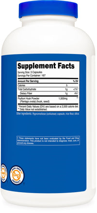 Thumbnail for Nutricost Psyllium Husk 1500mg Per Serving, 500 Capsules - Non-GMO & Gluten Free