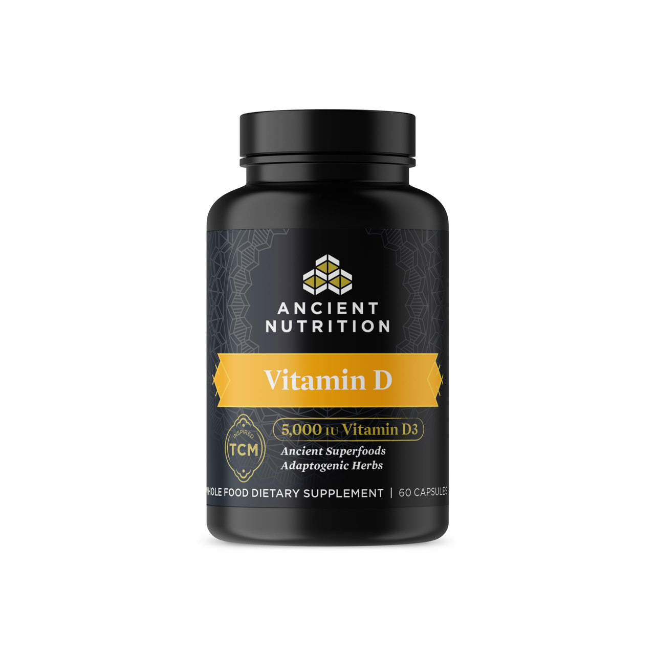 Ancient Nutrition Vitamin D Supplement, 5,000 IU Vitamin D for Immune Support, Made from Bone Broth and Mushroom Extract, Supports Healthy Inflammation, Paleo and Keto Friendly, 60 Capsules