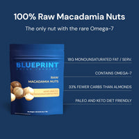 Thumbnail for Blueprint Bryan Johnson Raw Macadamia Nuts - No Palm Oil - Keto and Low Carb Snack - No Added Sugar, Vegan, Non GMO, Keto and Paleo Friendly (4 Ounces) (Pack of 2)