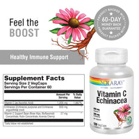 Thumbnail for SOLARAY Vitamin C & Echinacea Root Supplement - Healthy Immune System Support for Women & Men, 500 mg Vitamin C & 300 mg Echinacea Per Capsule, Non-GMO, Vegan - 120 Count Veg Caps