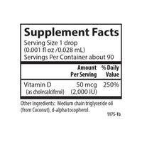 Thumbnail for Carlson - Plant-Based Super Daily D3 2000 IU (50 mcg) per Drop, Vegetarian Vitamin D Drops, Liquid Vitamin D3, Sourced from Algae, Unflavored, 90 Drops (2.54 mL)