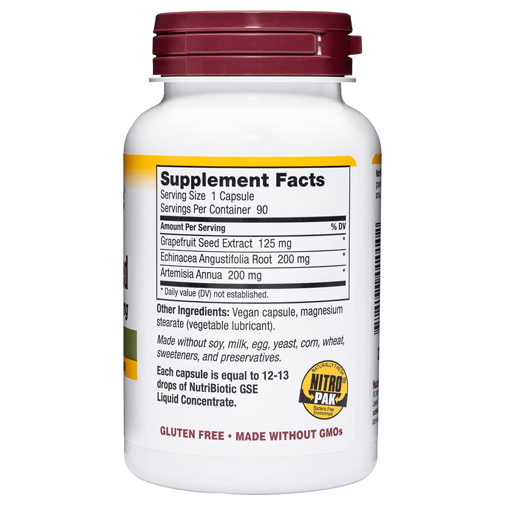 NutriBiotic Grapefruit Seed Extract CapsulesPlus, 125 mg of GSE, 90 Count