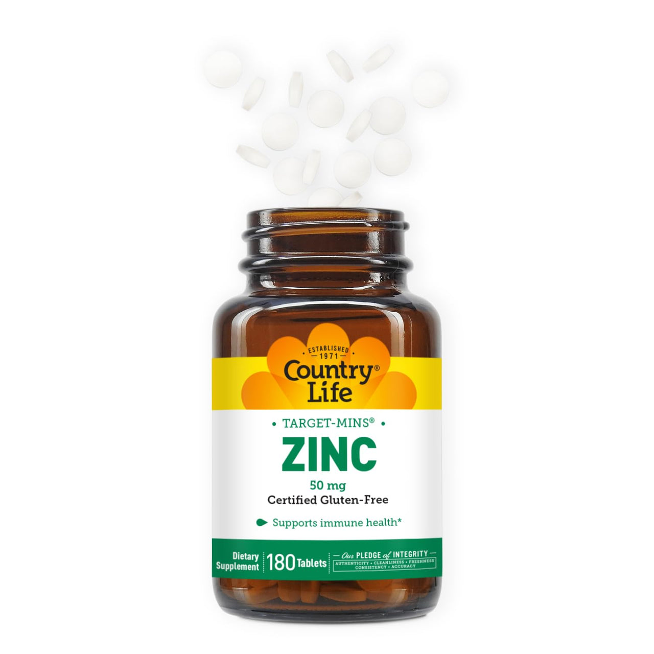 Country Life Target-Mins Zinc 50 mg 180 Tablets - Zinc Supplements for Immune Health - Zinc 50mg - Zinc Support