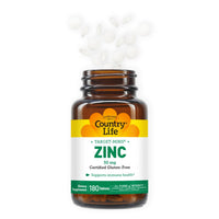 Thumbnail for Country Life Target-Mins Zinc 50 mg 180 Tablets - Zinc Supplements for Immune Health - Zinc 50mg - Zinc Support
