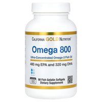 Thumbnail for California Gold Nutrition Omega 800 Ultra-Concentrated Omega-3 Fish Oil, kd-pur Triglyceride Form, 1,000 mg, 90 Fish Gelatin Softgels