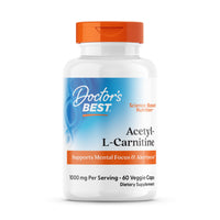 Thumbnail for Doctors Best Acetyl-L-Carnitine, Supports Mental Focus & Alertness, Non-GMO, Gluten Free, Soy Free, Vegan 60 Veggie Caps