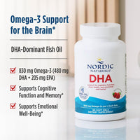 Thumbnail for Nordic Naturals DHA, Strawberry - 180 Soft Gels - 830 mg Omega-3 - High-Intensity DHA Formula for Brain & Nervous System Support - Non-GMO - 90 Servings