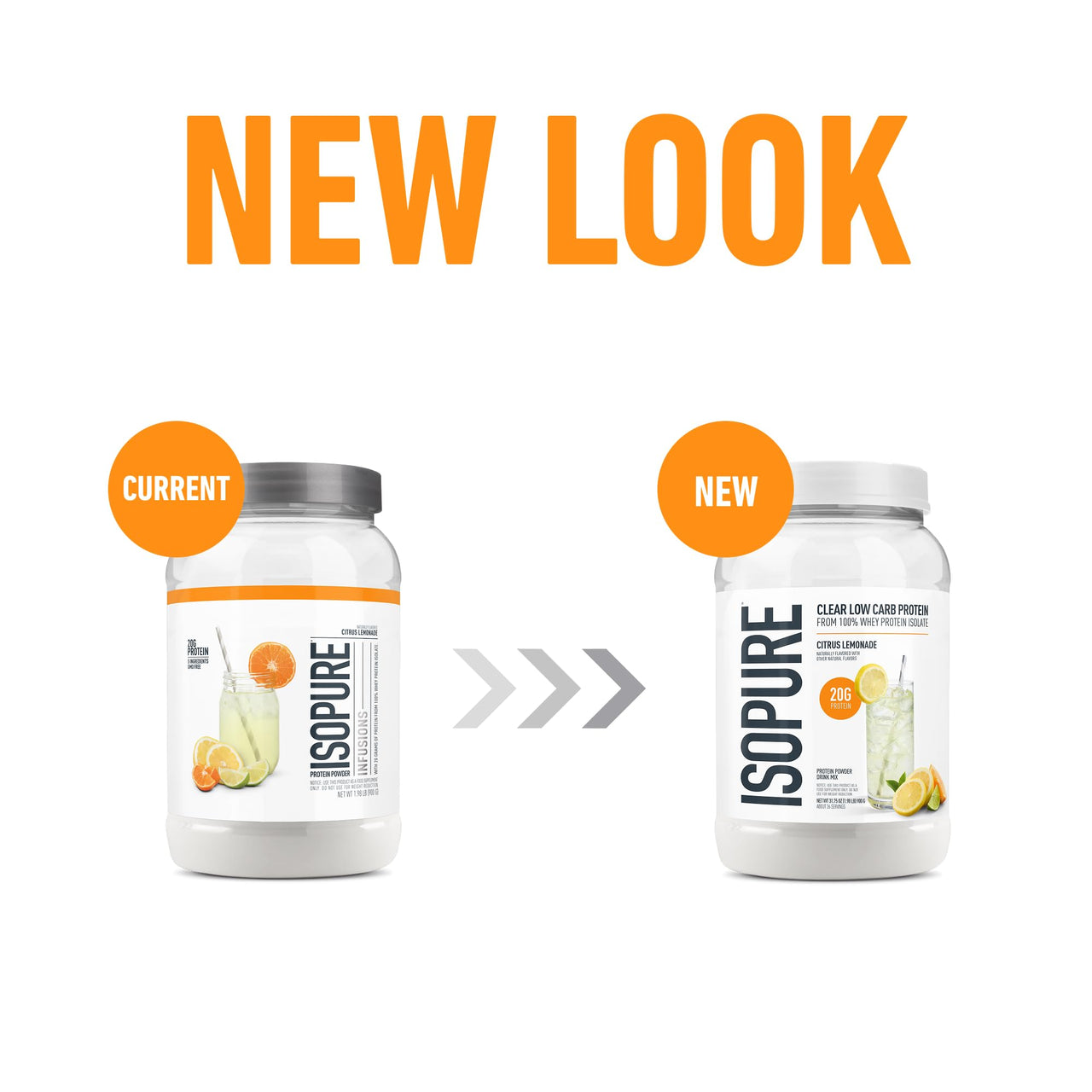 Isopure Clear Whey Isolate Protein Powder Infusions, Lactose Free, Gluten Free, Naturally Flavored, Citrus Lemonade, 20g Protein Per Serving, 1.9 Lb, 36 Servings