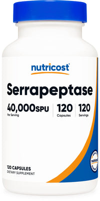 Thumbnail for Nutricost Serrapeptase 40,000 SPU, 120 Capsules - Gluten Free, Non-GMO, and Vegetarian Friendly