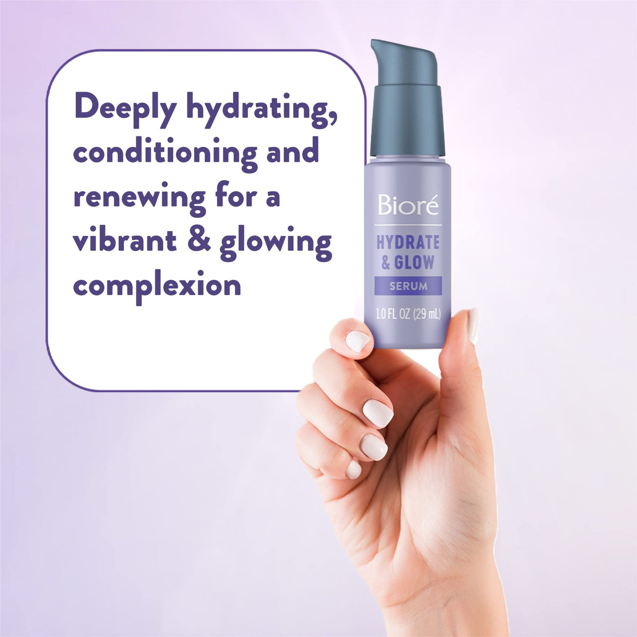 Bioré Hydrate & Glow Face Serum for Dry, Sensitive Skin with Hyaluronic Acid, Coconut Water and Prebiotics, Dermatologist Tested Face Serum, Fragrance Free, Not Tested on Animals, 1 oz Bottle