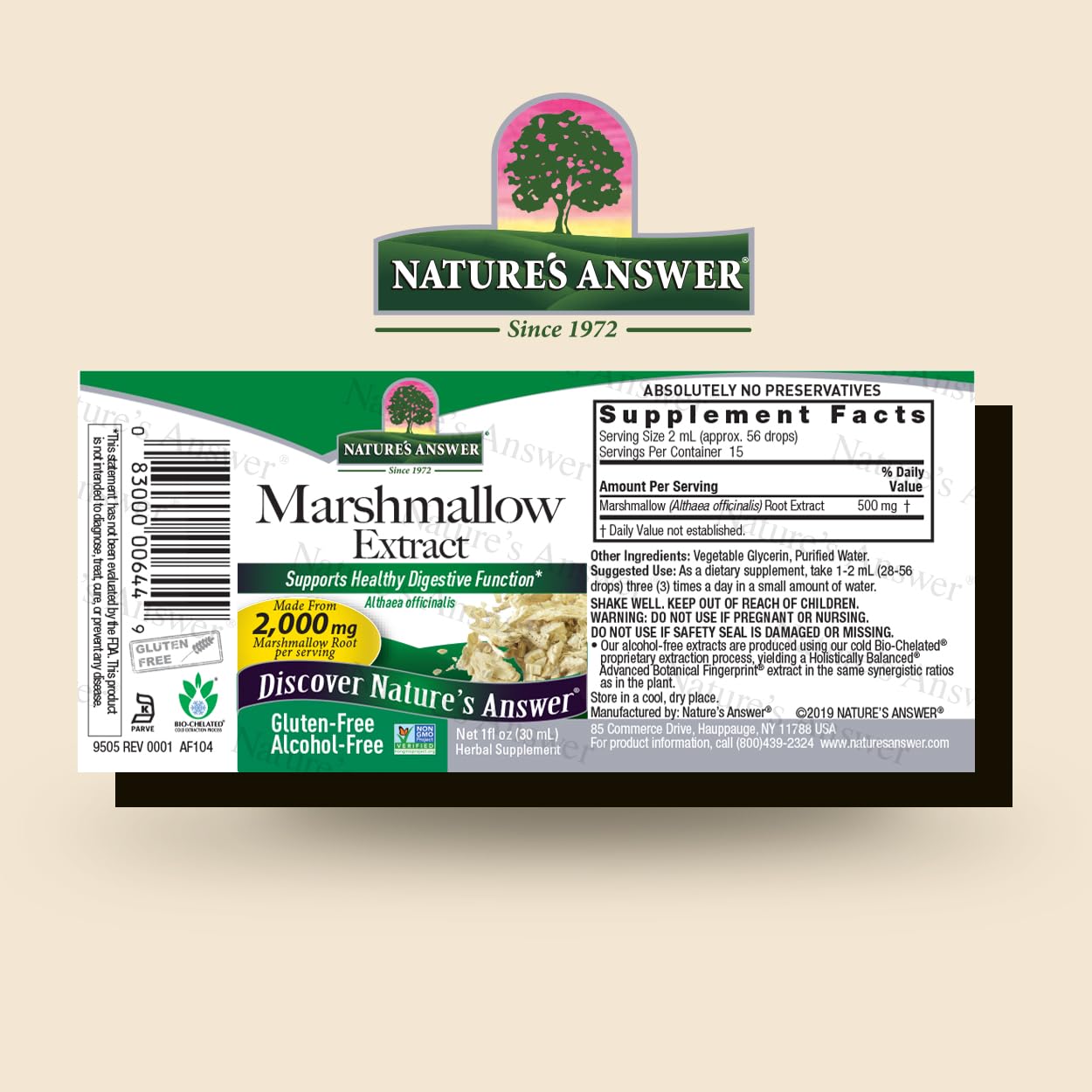 Nature's Answer Marshmallow Root Extract | Promotes Overall Good Health & Well-Being | Certified USDA Organic | Alcohol-Free, Gluten-Free & Kosher Certified 1oz