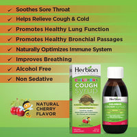 Thumbnail for HERBION Naturals Cough Syrup for Children with Natural Honey and Cherry Flavor, Helps Relieves Cough, Promotes Healthy Lung Function, Immunity, for Kids 11 Months+, 5 Fl Oz, Pack of 1
