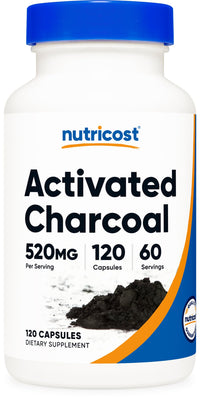 Thumbnail for Nutricost Activated Charcoal 520mg, 120 Capsules - Premium Powder, Non-GMO & Gluten Free