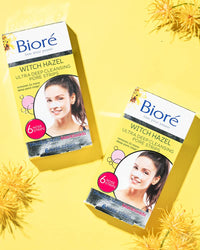 Thumbnail for Bioré Witch Hazel Ultra Cleansing Pore Strips, Nose Strips, Clears Pores up to 2x More than Original Pore Strips, 6 Ct, features C-Bond Technology, Oil-Free, Non-Comedogenic Use (Packaging May Vary)