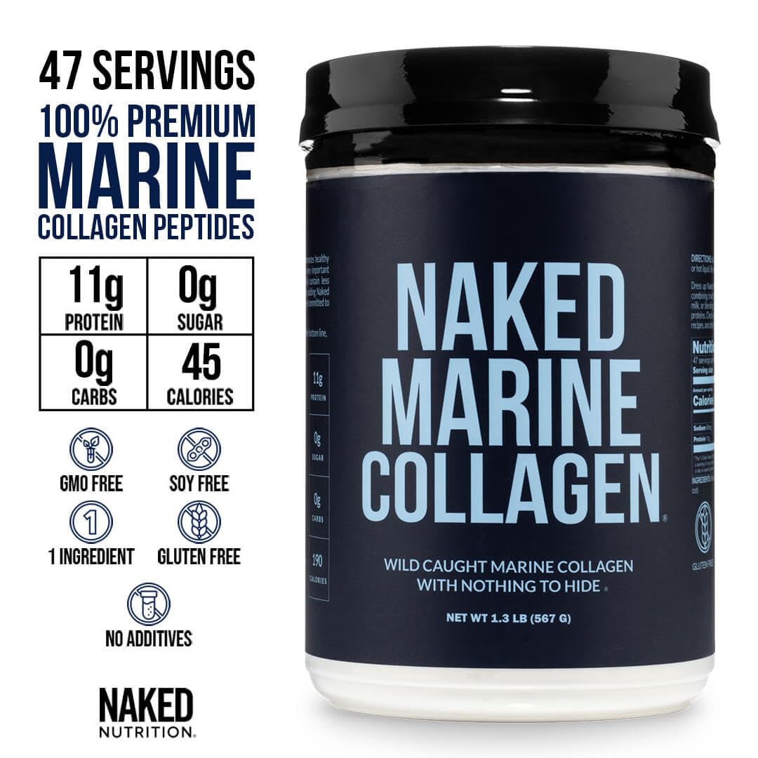 NAKED Marine Collagen Peptides Protein Powder - Unflavored - from Wild Caught Cod - Paleo Friendly, Non-GMO, Soy-Free, Gluten-Free - 47 Servings