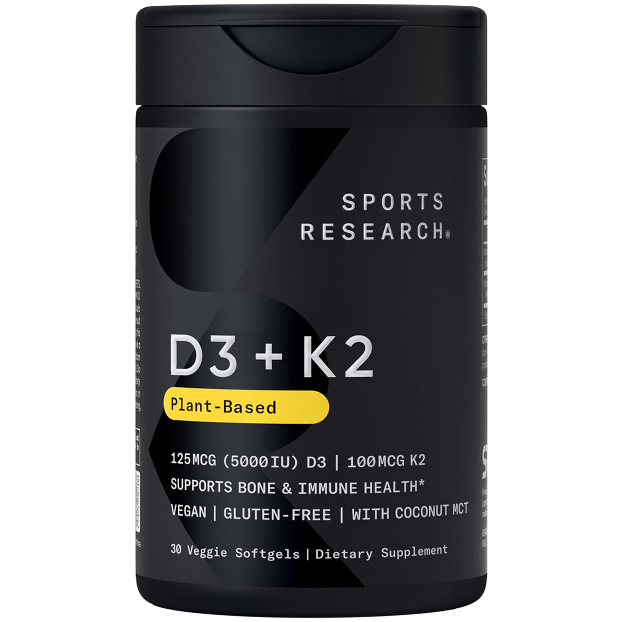 Sports Research® Multivitamin Pack - Vegan Vitamin D 5000iu & Mk7 Vitamin K 100mcg, Omega-3 Fish Oil 1250mg, and Vitamin B-Complex with Methylated B12 & Folate