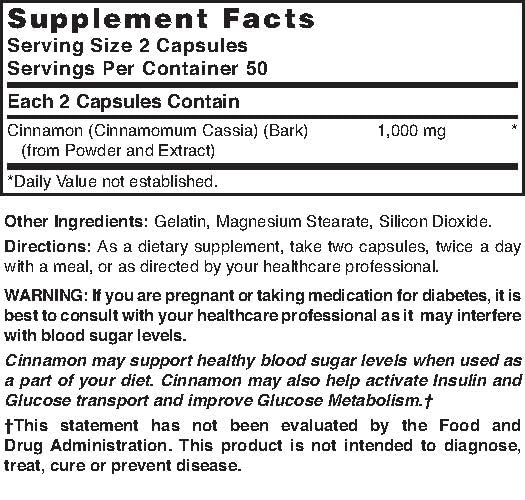 Nature's Blend Cinnamon 1,000 mg 100 Caps