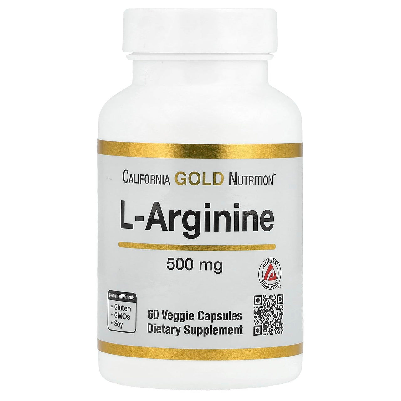 California Gold Nutrition L-Arginine, 500 mg, 60 Veggie Capsules