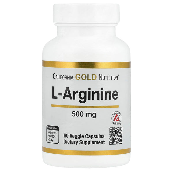 California Gold Nutrition L-Arginine, 500 mg, 60 Veggie Capsules