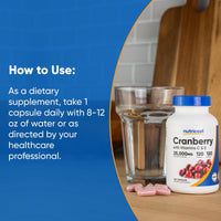 Thumbnail for Nutricost Cranberry Extract 25,000mg Equivalent from 500mg of 50:1 Extract Per Serving, 120 Capsules for 120 Servings Per Bottle - with 45 mg of Vitamin C & 5 mg of Vitamin E