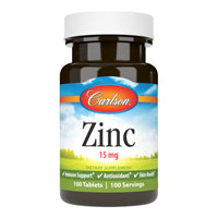 Thumbnail for Carlson - Zinc, 15 mg, Zinc Supplement, Zinc Gluconate, Immune Support & Skin Health, Zinc Tablets, Antioxidant, Zinc Capsules, 100 Tablets