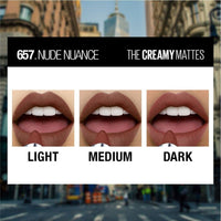 Thumbnail for Maybelline Color Sensational Lipstick, Lip Makeup, Matte Finish, Hydrating Lipstick, Nude, Pink, Red, Plum Lip Color, Nude Nuance, 1 Count