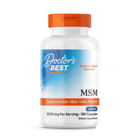 Thumbnail for Doctor's Best MSM Supplement Capsules for Men & Women - Supports Hair, Skin, Nails, Joint Health & Mobility, 3000 mg Per Serving, Delivers Beneficial Sulfur w/OptiMSM, Gluten Free, Non GMO - 180 Caps