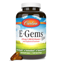 Thumbnail for Carlson - E-Gems Elite, 1000 IU Vitamin E with Tocopherols & Tocotrienols, Heart Health & Optimal Wellness, Antioxidant, 120 soft gels