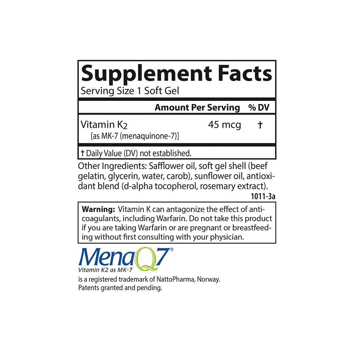 Carlson - Vitamin K2 MK-7 (Menaquinone), 45 mcg, Bone Support, Calcium Bioavailability, K2 Vitamin, Vitamin K-2, 90 Softgels