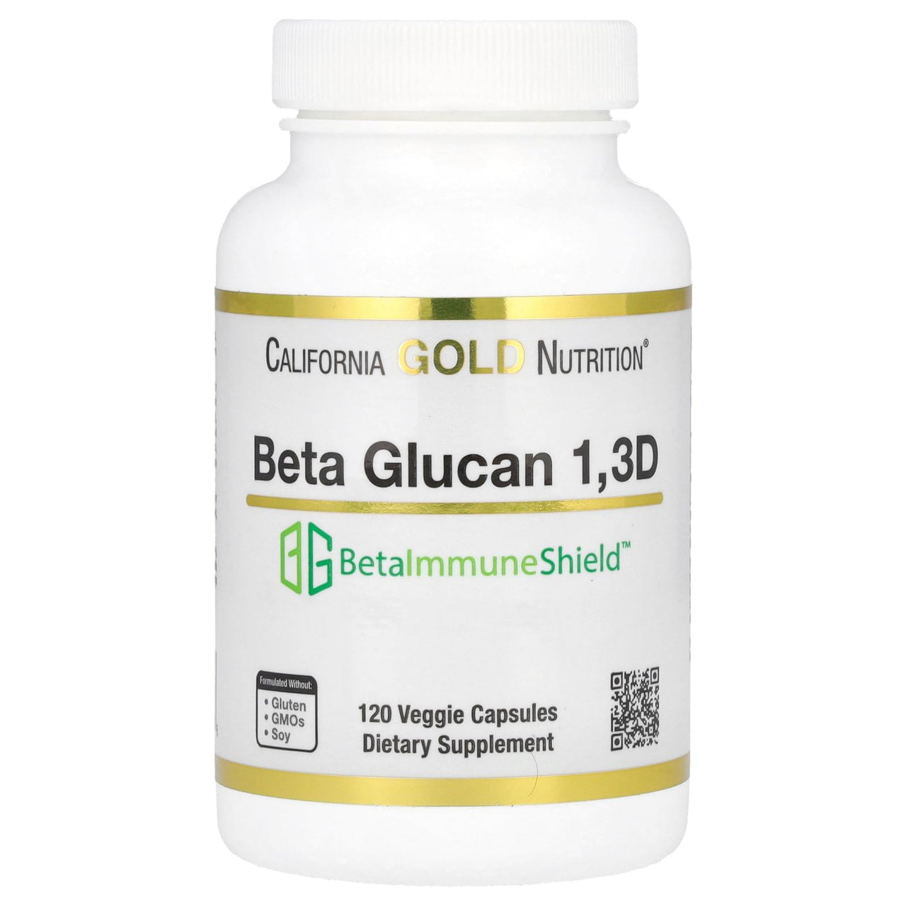 California Gold Nutrition Beta Glucan 1-3D with Beta-ImmuneShield, 125 mg, 120 Veggie Capsules